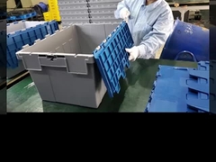 Foldable Solid Box Plastic Fish Basket Attached Lid Tote For Storage 760x570x620mm