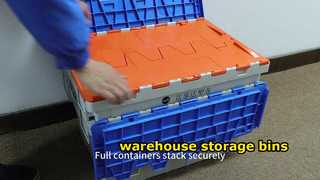 Heavy Duty Plastic Crate With Lid | Industrial Attached Lid Container for Logistics & Moving