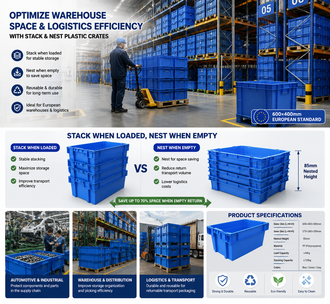 Latest company blogs about Why European Warehouses Are Switching to Stack & Nest Plastic Crates for Smarter Logistics？