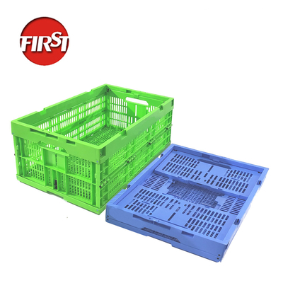 Buy Rectangle Collapsible Moving Boxes Bins Plastic Folding Crate Mesh 600x400x255mm online manufacture