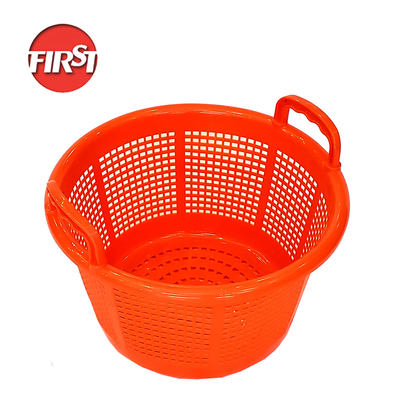 Buy Multi Purpose Plastic Storage Baskets Orange Mesh Crate Barrel Seafood Storage online manufacture
