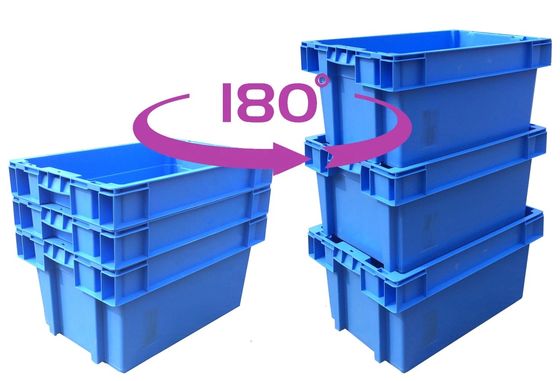Buy Plastic Nesting Crates For Storage And Transportation Industrial Stackable Crates Heavy-Duty Solid Plastic Container online manufacture