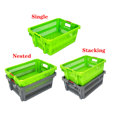 Buy Mesh Nestable Crate  Plastic Turnover Boxes Stackable Storage Fruits Crate online manufacture