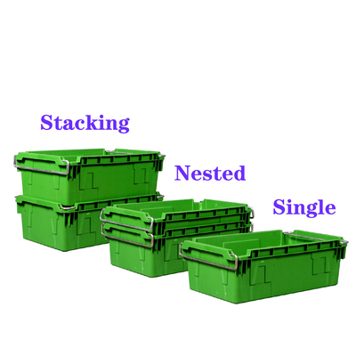 Buy 45L Stack And Nest Plastic Crate Turnover Moving Container Nesting Plastic Crate With Handle online manufacture