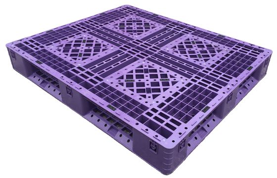 Buy Stackable Blue Plastic Pallets 1200x1000mm 4 Way Entry Single Faced Style online manufacture