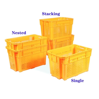 Buy Mesh Style Customized Color Stackable Plastic Crate For Logistics Storage In Warehouse Space online manufacture