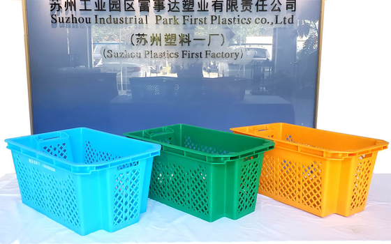 Buy Mesh Nestable Crate Turnover Plastic Mushroom Crate Stackable Moving Bins online manufacture