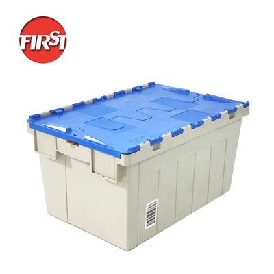 Buy Stackable FIRST 60L PP Plastic Moving Totes Storage Crate with Attached Lid Container online manufacture
