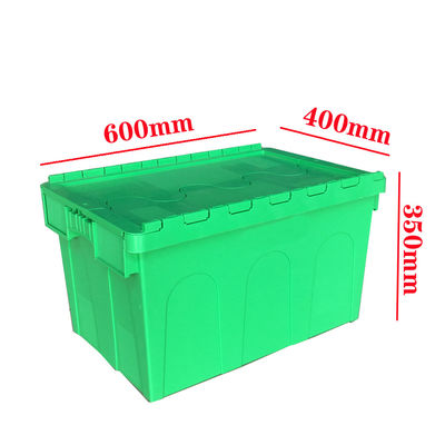 Buy Heavy Duty Attached Lid Container 600x400x350 Plastic Moving Crates Nestable Storage Totes With Lids For Sale online manufacture