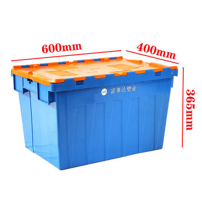 Buy 600×400 Attached Lid Container Reusable Nestable Plastic Crate Manufacturer online manufacture