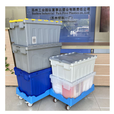 Buy Large Plastic Crate With Lid Heavy Duty Reusable Container For Moving, Laundry & Industry online manufacture