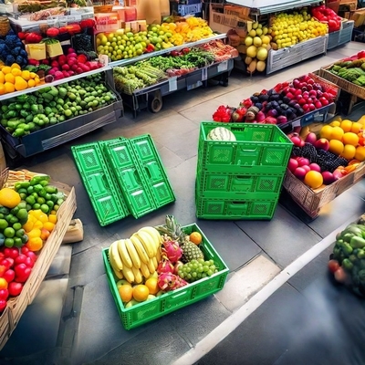 Buy Storage Crate PP Stackable Collapsible Crate Plastic Vegetable Basket Large online manufacture