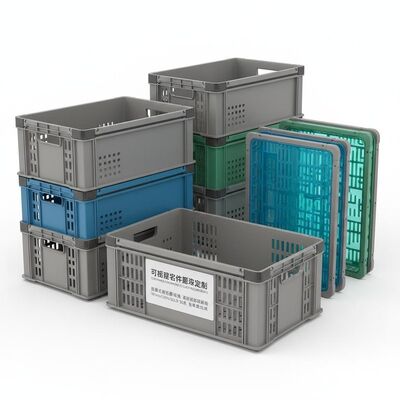 Buy Customizable According To Client Requirements Foldable Plastic Crates Featuring Ventilation Options For Ventilated Or Solid Sides Ideal For Storage online manufacture