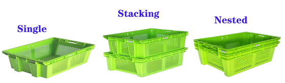 Plastic Moving Box Containers For Fruits Vegetables Internal Size 590x410x330mm