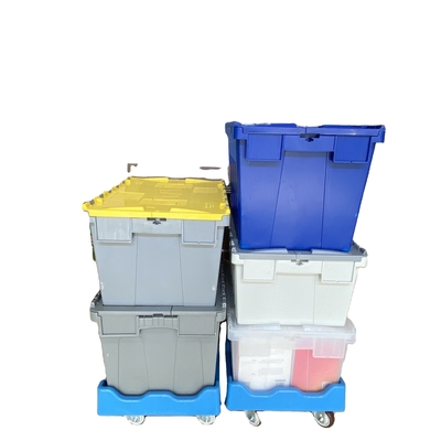 Logo Silk Printing Heavy Duty Stackable Plastic Tote Boxes for Reusable Storage Solutions