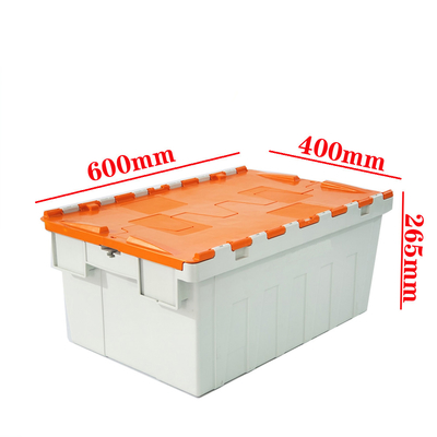 Custom Order Attached Lid Container Plastic Moving Storage Box With Lock Lid Tote Crate