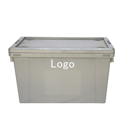 Solid Nestable Crate Wholesale Industrial Storage Moving Crate Attached Lid Container